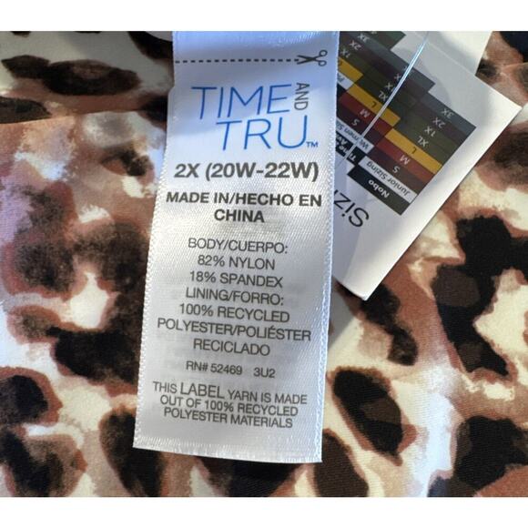 Time And Tru Women’s Plus 2X Leopard Print Underwire Bikini Top Bottom Set Boho - Picture 6 of 6